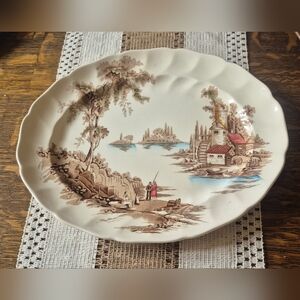 Cottage Core Style Johnson Bros "The Old Mill" Detailed Platter